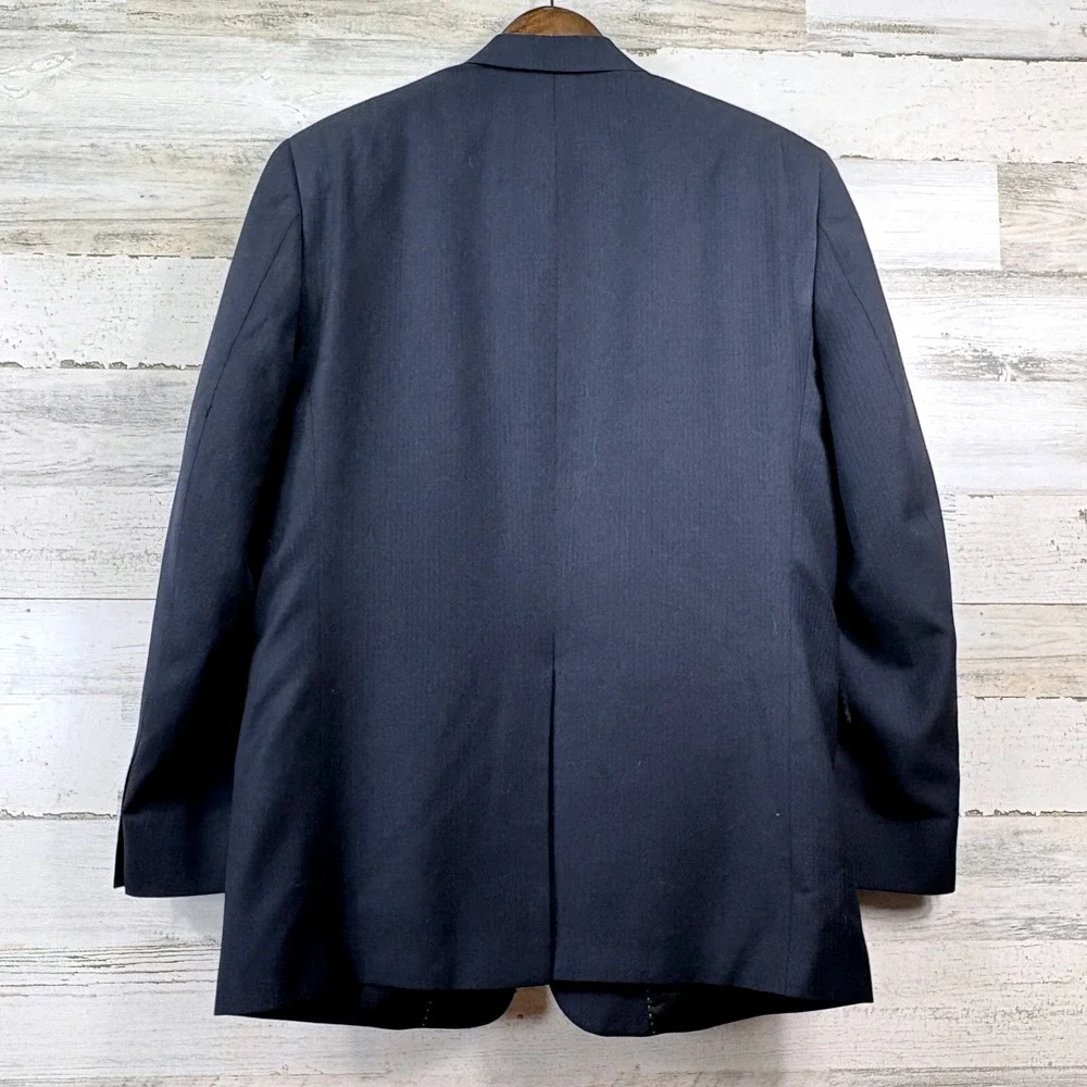 Hart Schaffner Marx Blazer Mens 42R Navy Blue Gold Trumpeter Nordstrom Old Money